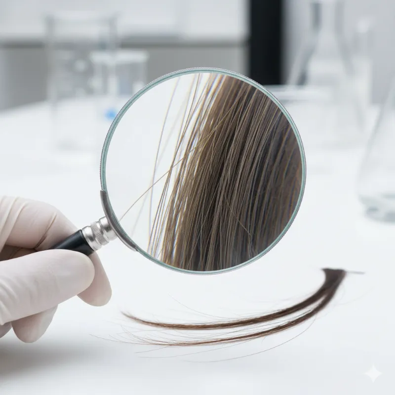 Haare werden mit der Lupe untersucht